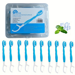 Mini Travel Toothbrush + Floss + Pick + Tongue Scraper 12 pcs