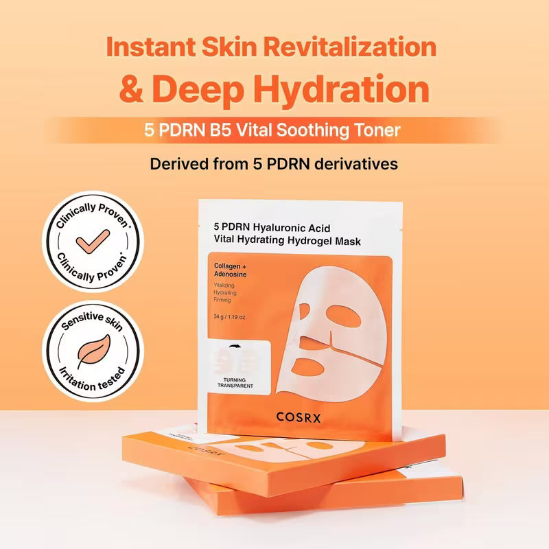 5 PDRN Hyaluronic Acid Vital Hydrating Hydrogel Mask 3 pcs