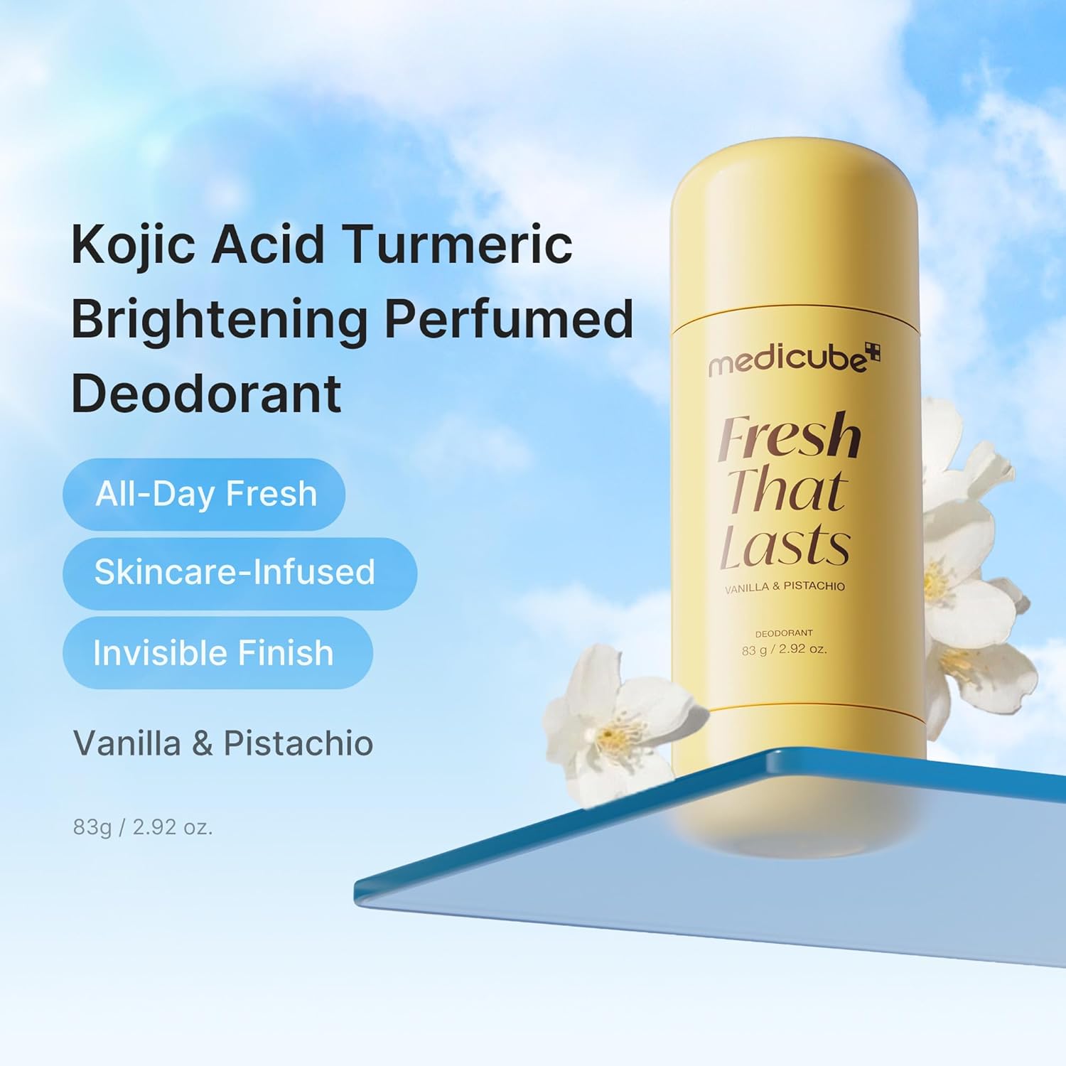 Fresh that lasts: Vanilla & Pistachio, Kojic Acid & Turmeric Aluminum-Free Deodorant 83g