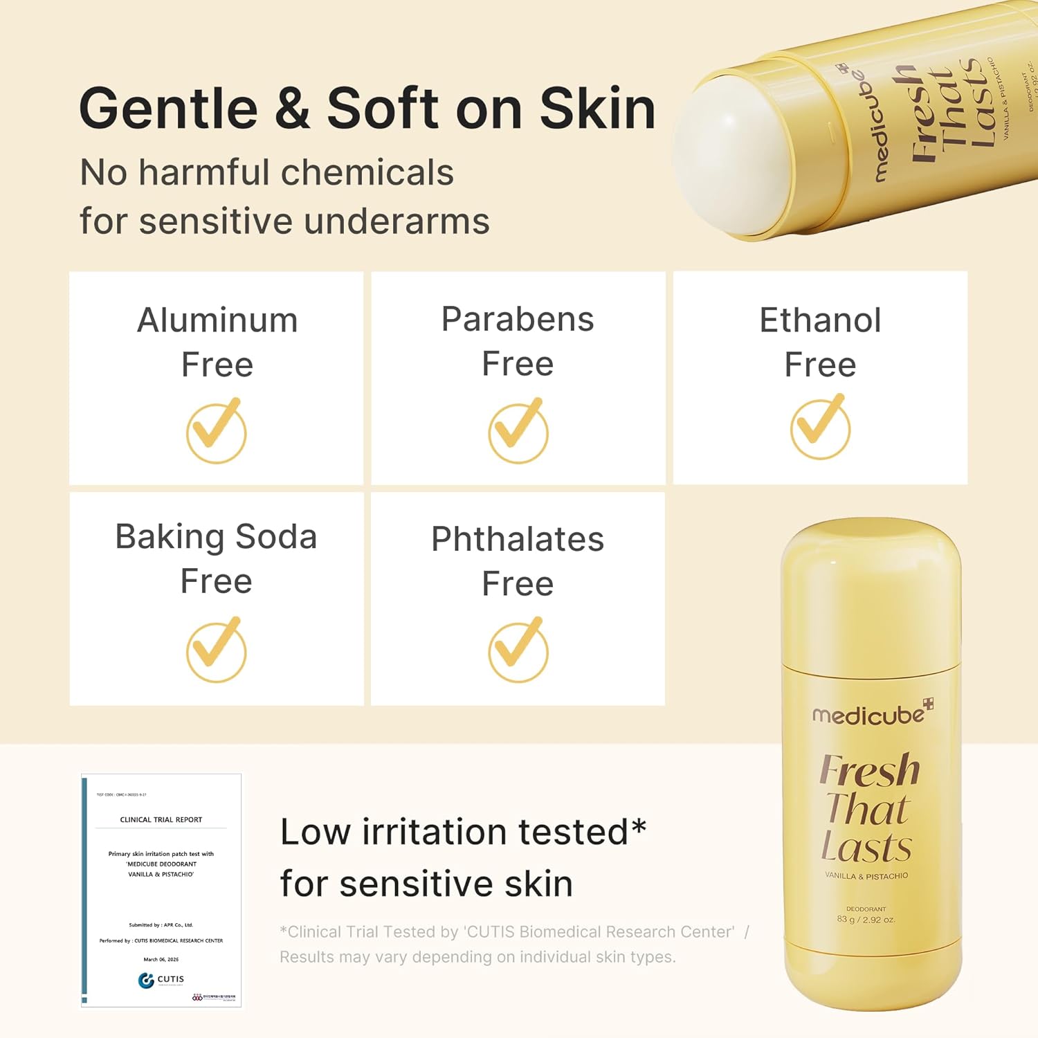 Fresh that lasts: Vanilla & Pistachio, Kojic Acid & Turmeric Aluminum-Free Deodorant 83g