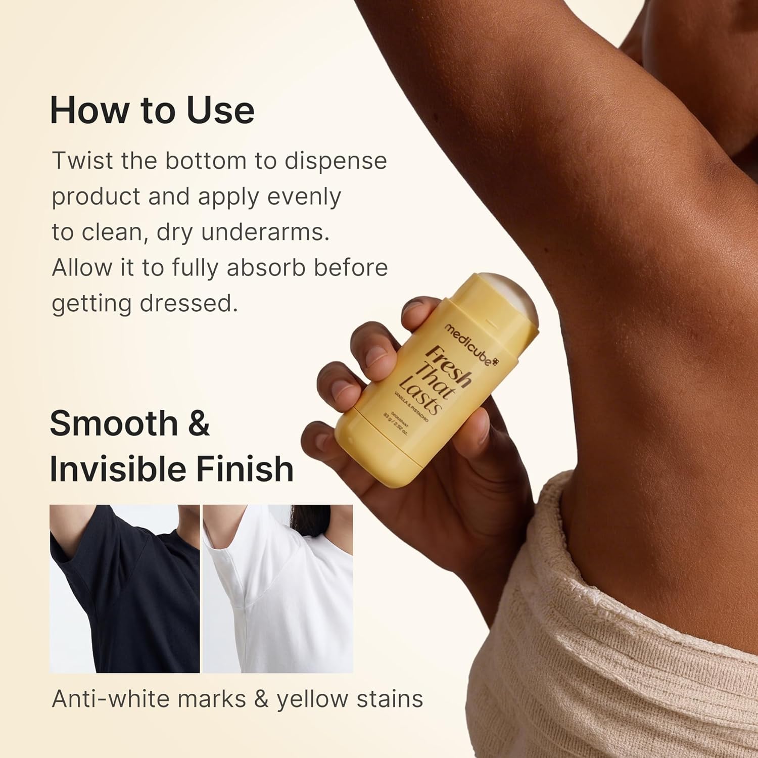 Fresh that lasts: Vanilla & Pistachio, Kojic Acid & Turmeric Aluminum-Free Deodorant 83g