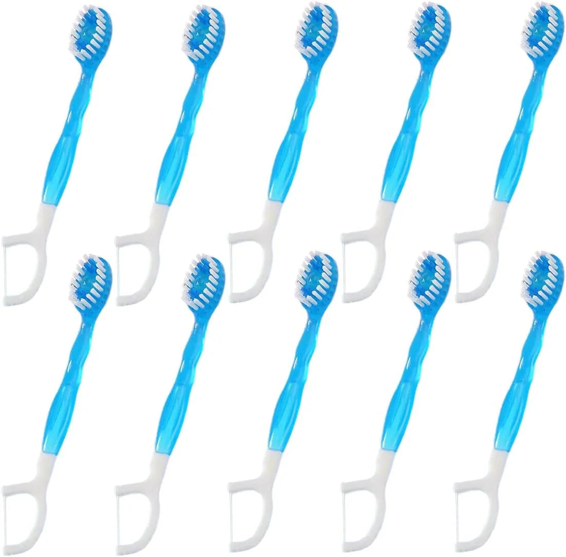 Mini Travel Toothbrush + Floss + Pick + Tongue Scraper 12 pcs